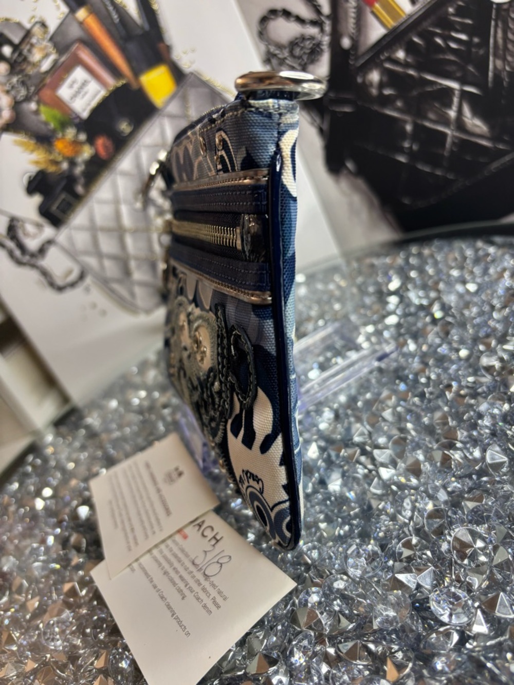 Coach Poppy Blue Denim Glam wristlet NWOT - Picture 7 of 12